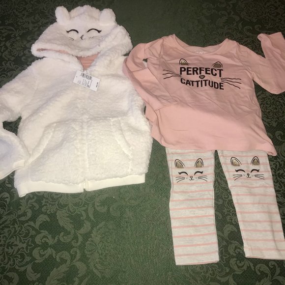 NWT cat costume coat leggings shirt set cattitude 3d ears children’s place fall